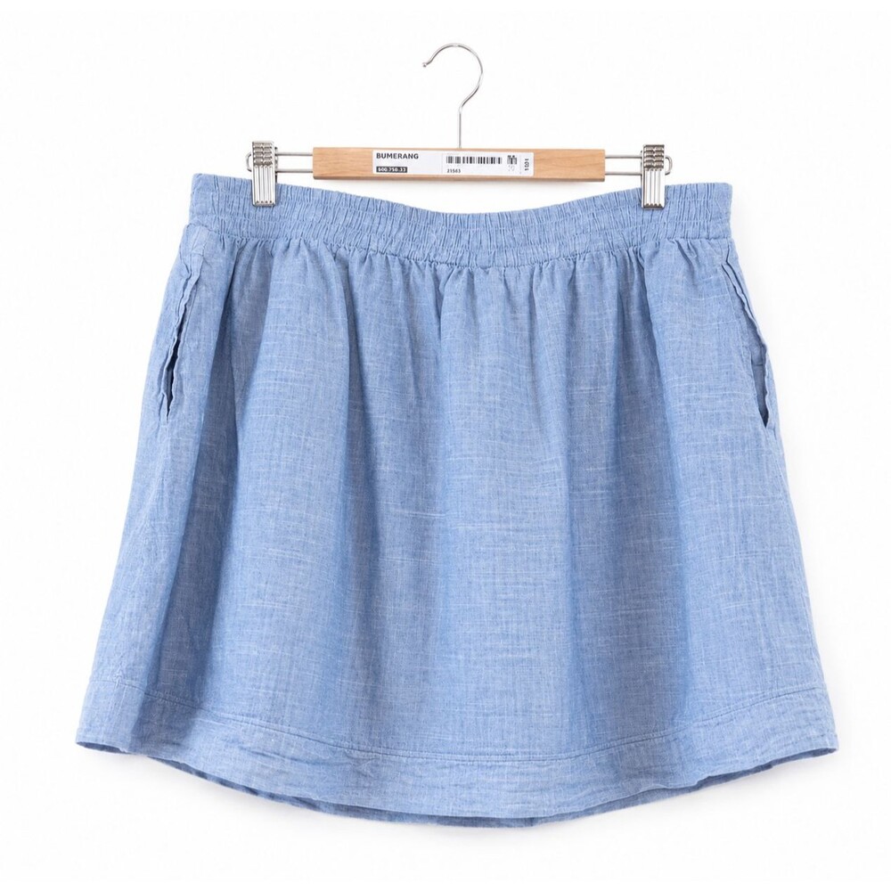 Merona Chambray Denim A Line Skirt Womens XXL Drawstring Elastic Waist Pockets - Picture 3 of 8